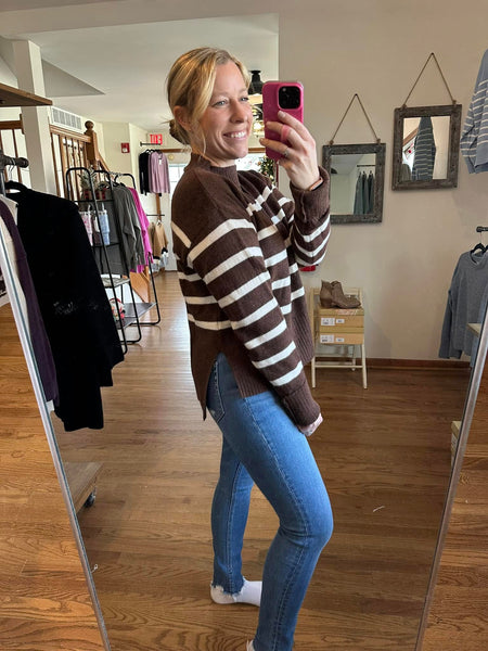 Espresso & Cream Striped Sweater