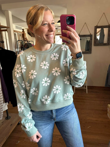 Sage Daisy Crewneck Sweater