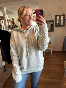 Two Tone Grey Pullover Knit Hoodie