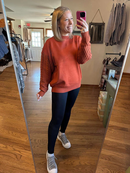 Rust Cable Knit Sweater