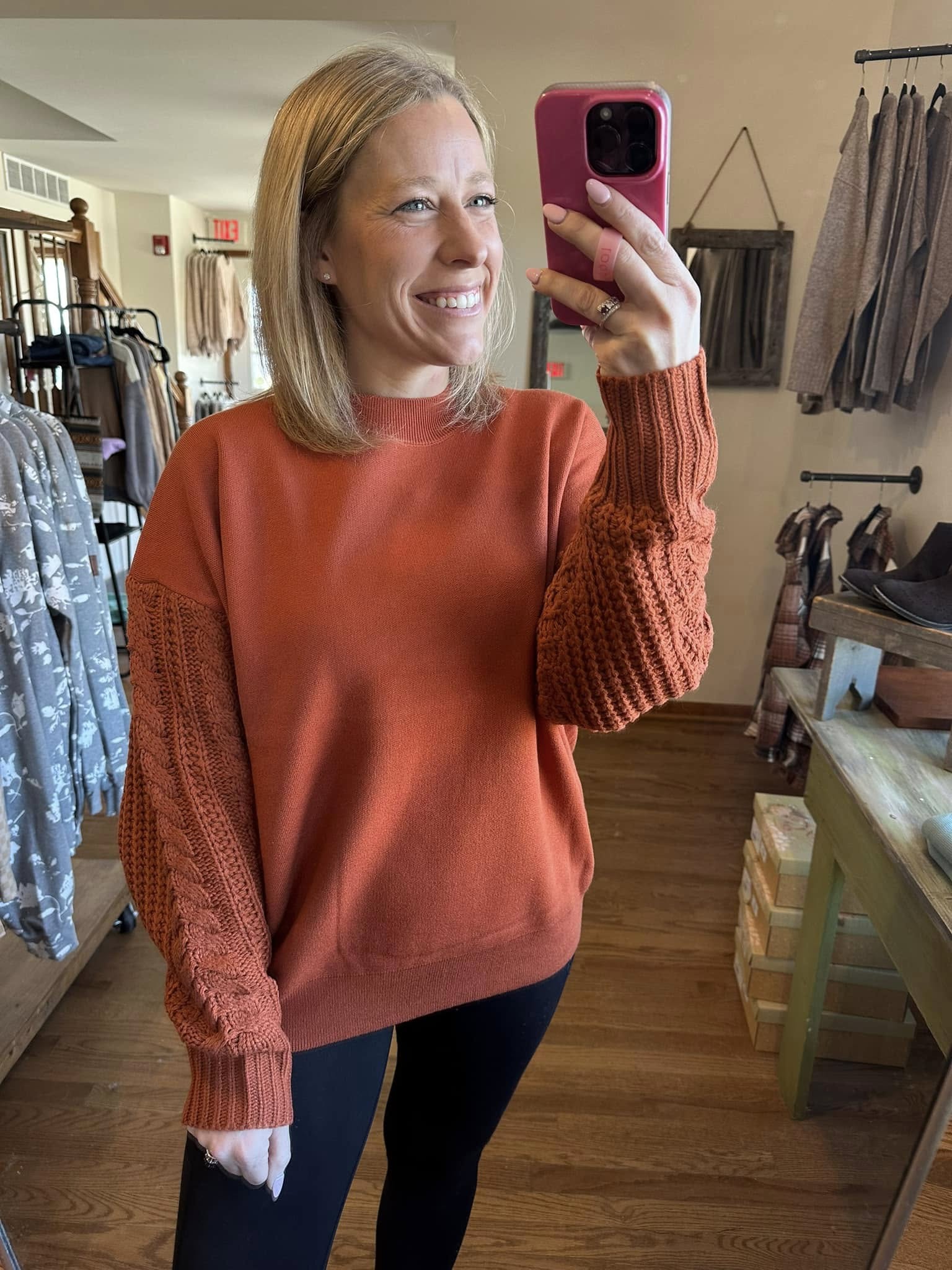 Rust Cable Knit Sweater