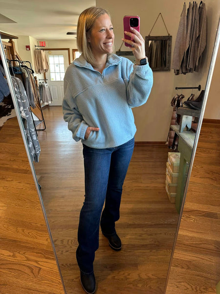 Blue Half Zip Fleece Sweatshirt