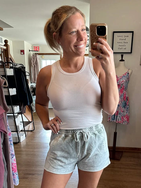 Moss Mineral Wash Lounge Shorts