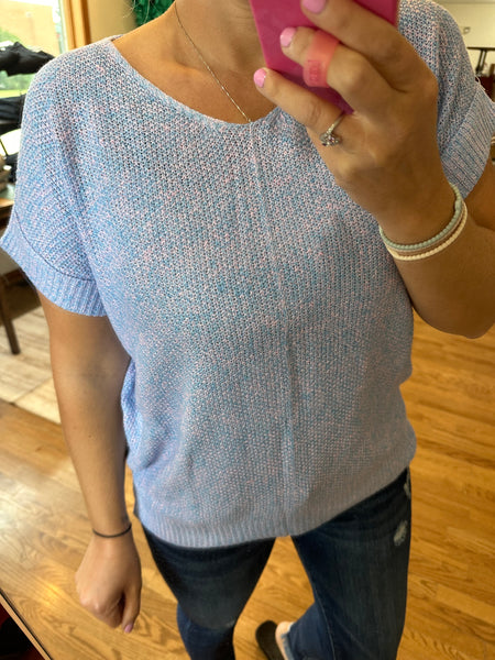 Periwinkle Lightweight Short Sleeve Sweater