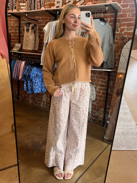 Taupe Blanket Stitch Sweater Cardigan