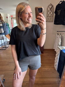 Shoreline Pima Cotton Slouchy Tee in Black