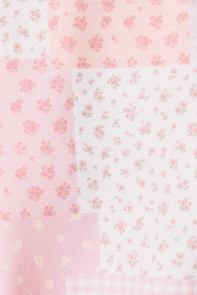 Pink Patch Work Mockneck Sweatshirt