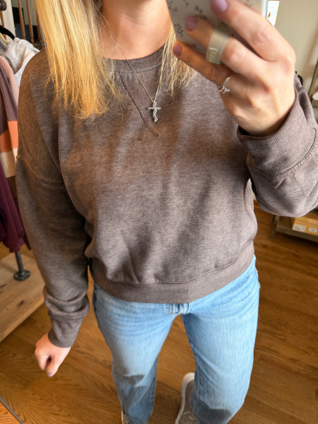 Espresso Burned Out Crewneck Sweatshirt