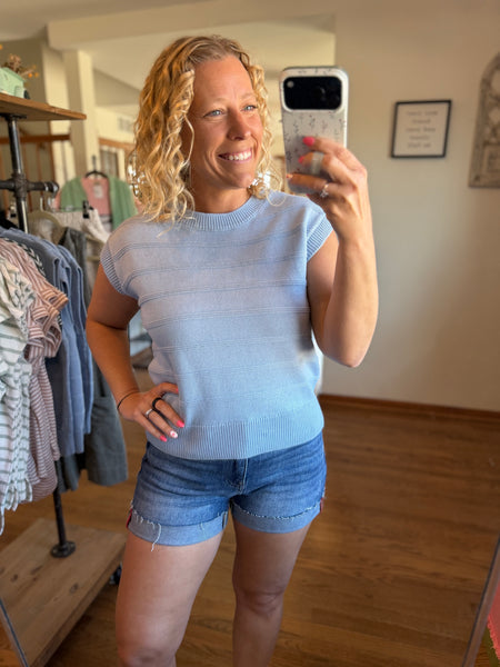 Ice Blue Textured Dolman Sleeve Top