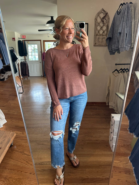 Clay Ribbed Knit Sweater