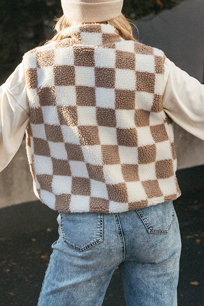 Taupe Checkered Vest