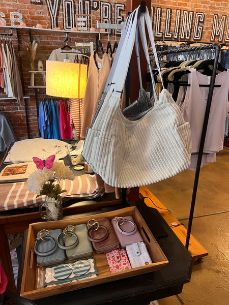 Corduroy Quilted Shoulder Tote Bag - More Colors!