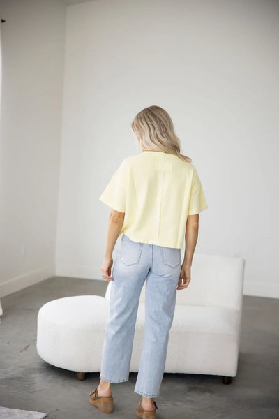 Butter Yellow Ribbed Pocket Tee