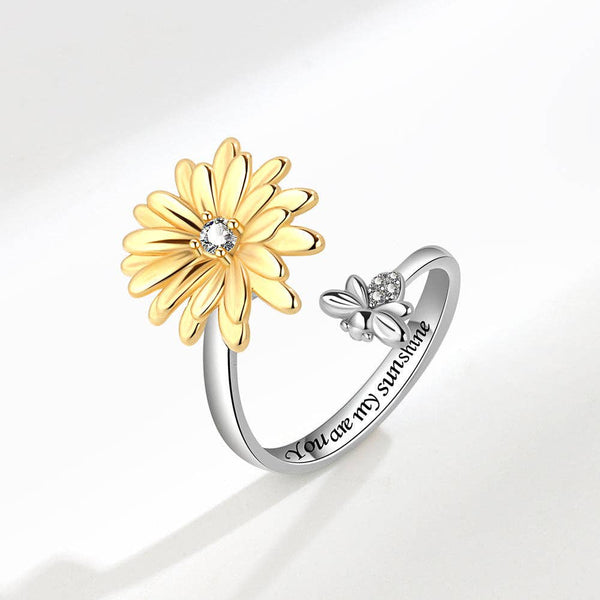 Daisy Flower & Bee Anxiety Fidget Spinner Ring