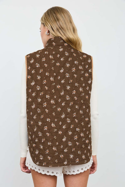 Chocolate Floral Quilted Vest