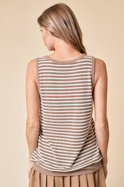Latte Textured Knit Tank Top