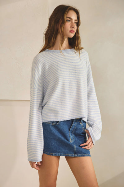 Sky Blue Striped Sweater