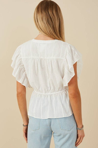 Ivory Lace Detail Sleeveless Peplum Top