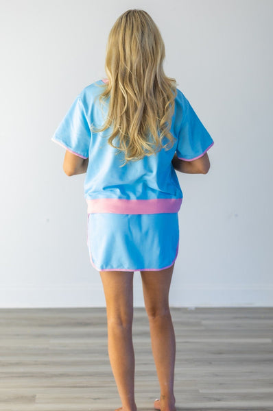 Blue & Pink Skort + Short Sleeve Tee Set