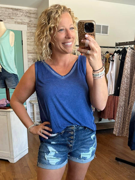 Kan Can Button Fly High-Rise Shorts