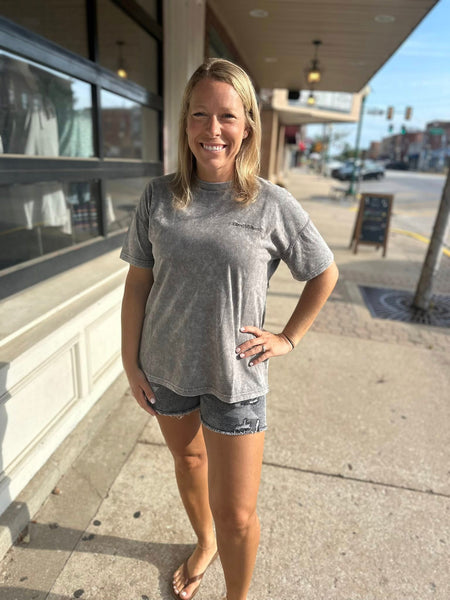 Charcoal Good Vibes Mineral Wash Tee