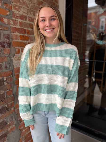 Ivory & Sage Striped Sweater