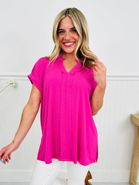 Paradise Pink Wrinkle-Free Pleated Lizzy Blouse