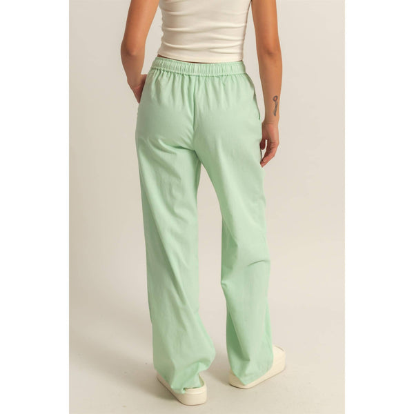 Mint Drawstring Waist Straight Leg Pants