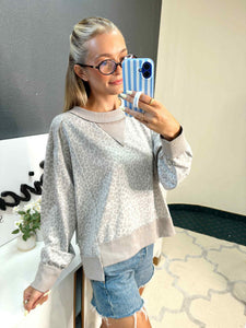 Grey Leopard Print Sweater