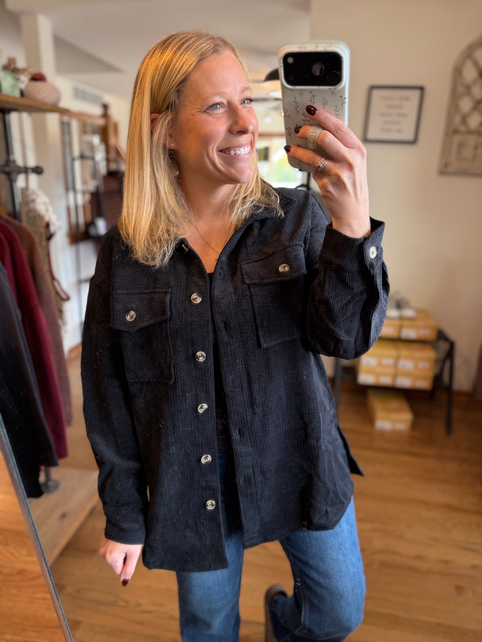 Black Corduroy Shacket