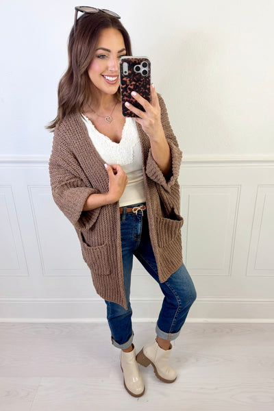 Mocha Oversized Chenille Cardigan