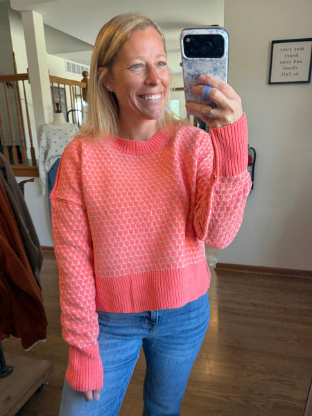 Coral Geometric Sweater