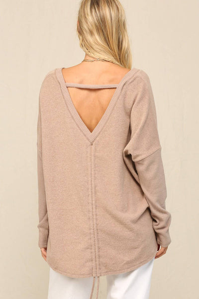 Taupe Cloud Jersey Ruched Back Top