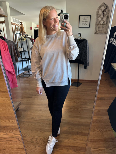 Ash Mocha Acid Wash Exposed Seam Sweatshirt