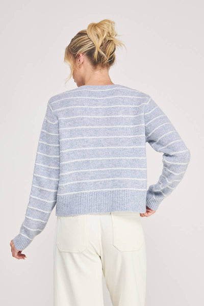 Sky Blue Striped Sweater Cardigan