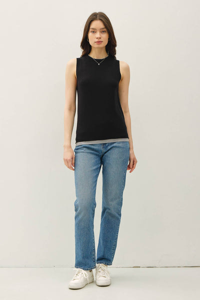 Black Layered Look Sweater Tank