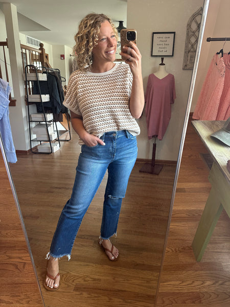 Lovervet Stella Distressed Crop Straight Jeans