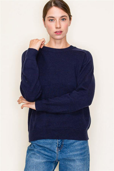 Navy Crewneck Pullover Sweater