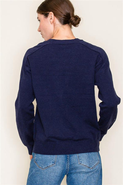 Navy Crewneck Pullover Sweater