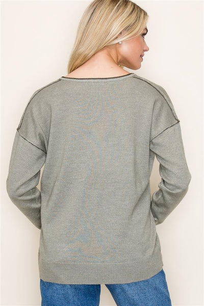 Sage V-Neck Pullover Sweater