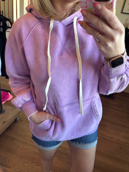 Mineral Wash Hoodie in Lavender