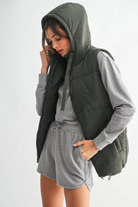 Olive Longline Padded Vest