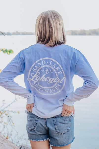 LakeGirl Ombre Sand Lake Sun Waves Long Sleeve Tee