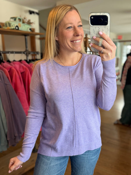 Heather Lavender Viscose Front Seam Sweater