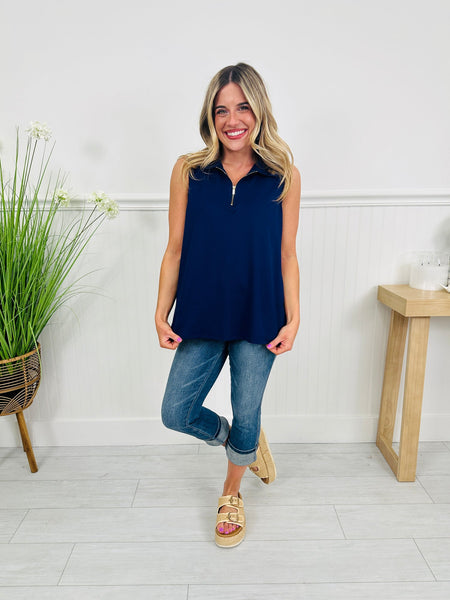 Coastal Navy Sun-Cool Zip Tank