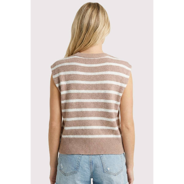 Light Mocha Stripe Sleeveless Sweater