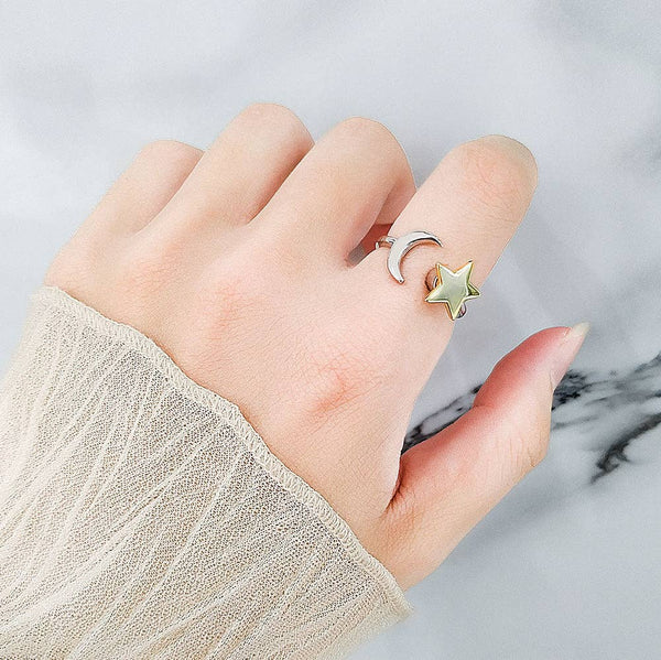 Moon & Star Anxiety Fidget Spinner Ring