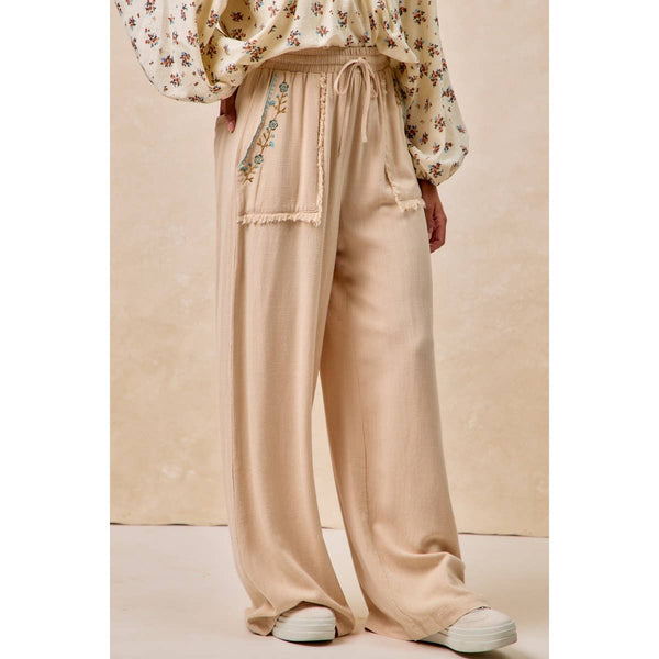 Floral Embroidered Boho Pants