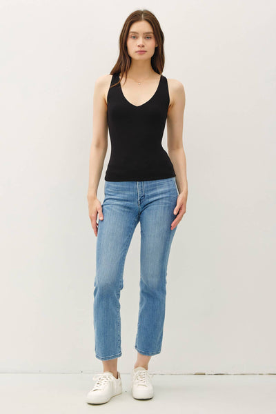 Black Soft Core Full Length Tank Top