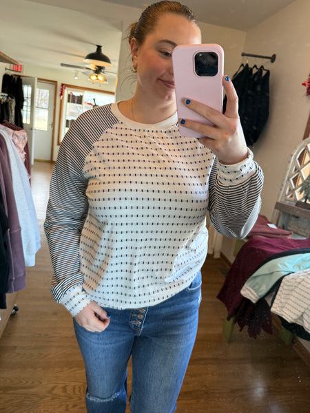 Black Stripe Raglan Long Sleeve Tee